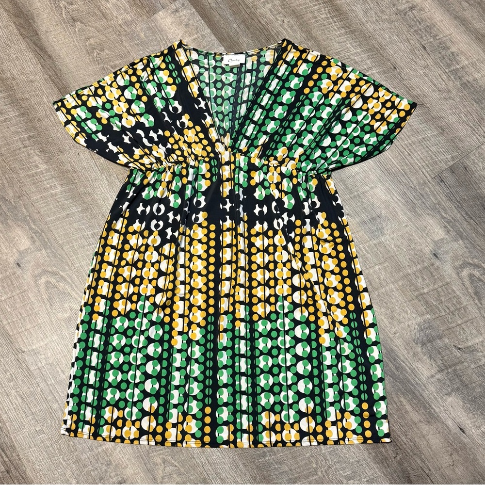 Chesley Green and Yellow Patterned Dress